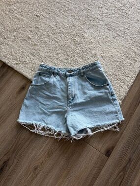 Rolla’s Light Blue High-Waist Denim Shorts with Frayed Hem